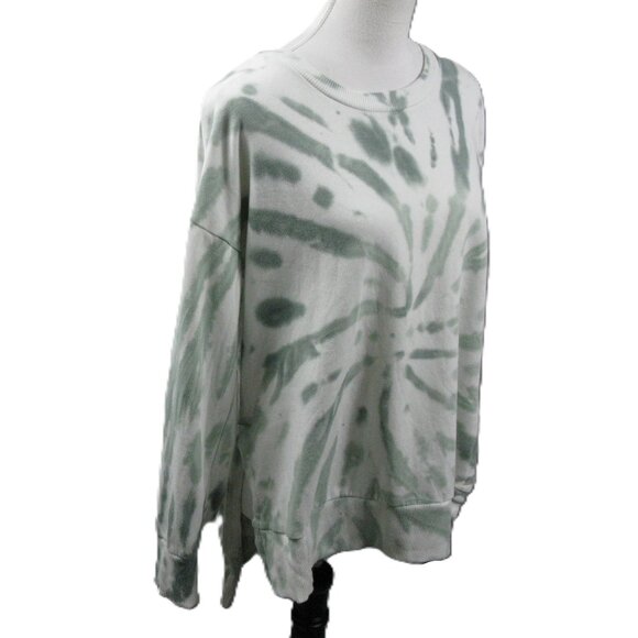 90 Degree Green/White Tie Die Crew Neck Sweatshirt Size Large - Picture 5 of 6
